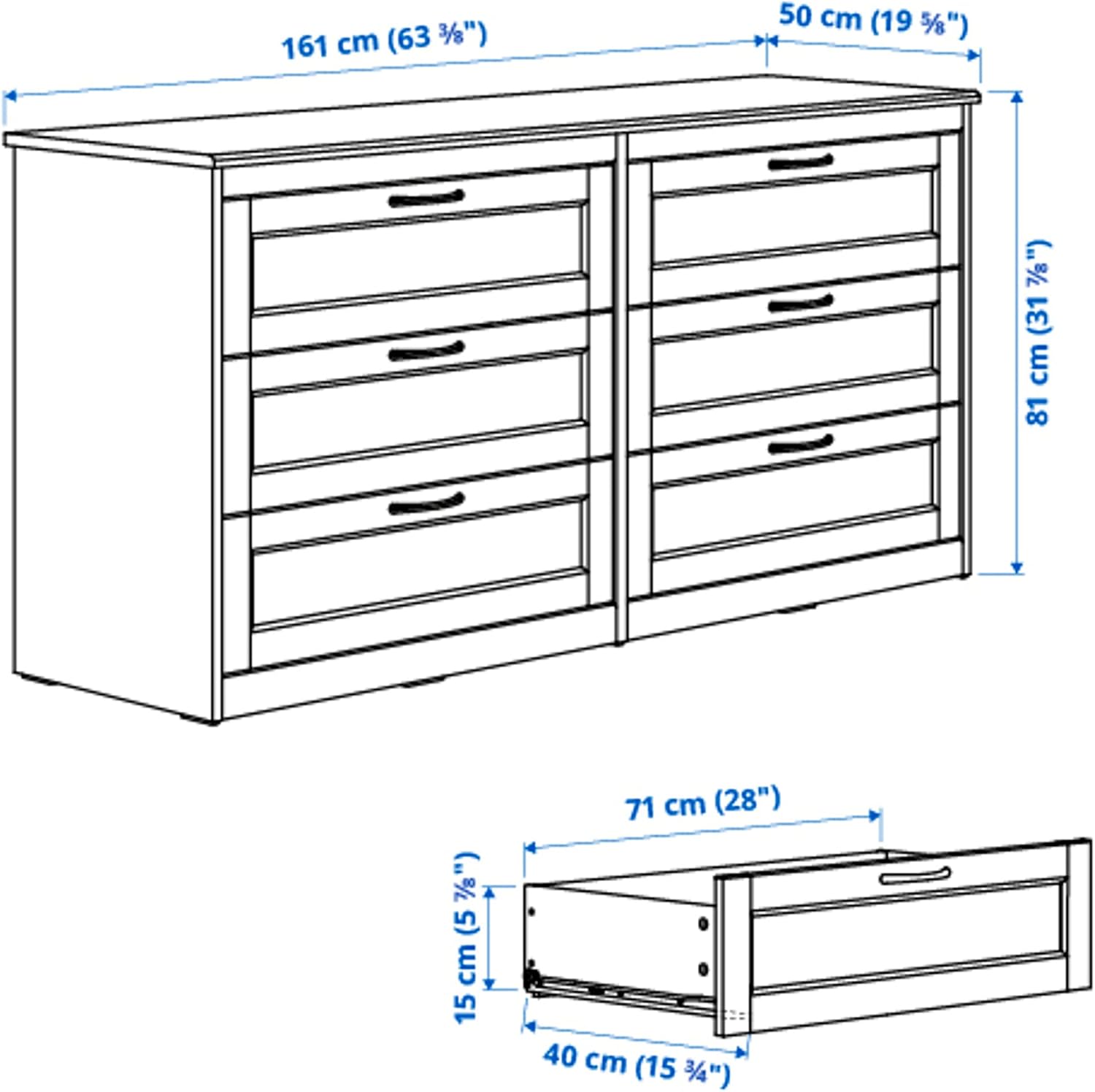 White 6 Drawer Chest R5538