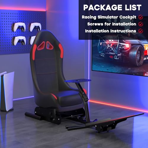 Racing Simulator Cockpit Steering Wheel Stand with Seat Gaming Chair N5496