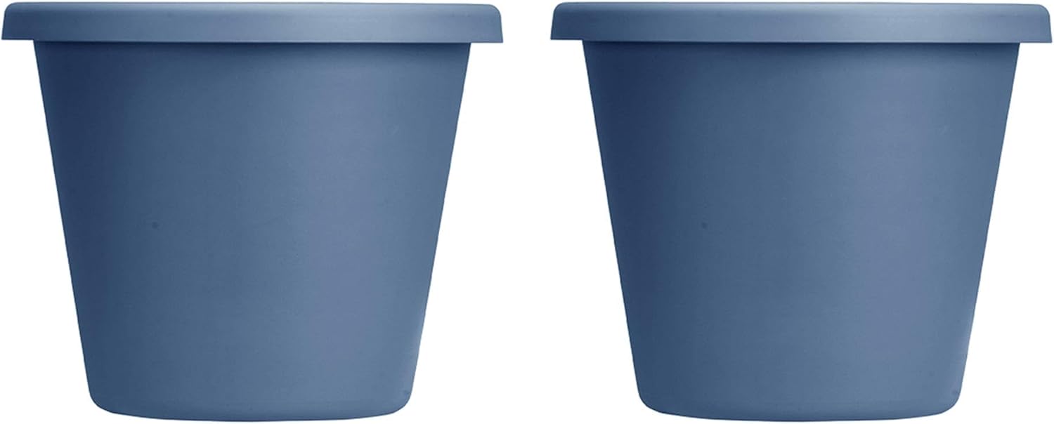 24 Inch Slate Blue Plastic Flower Pot Planter with Drainage Holes (2 Pack) X23779