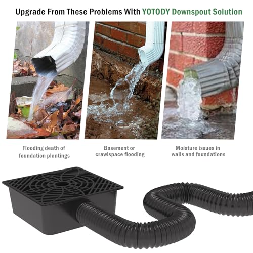 Gutter Downspout Extension, No Dig Catch Basin Low Profile Downspout Extender, Extendable from 1.34’ to 5.1’ F745178