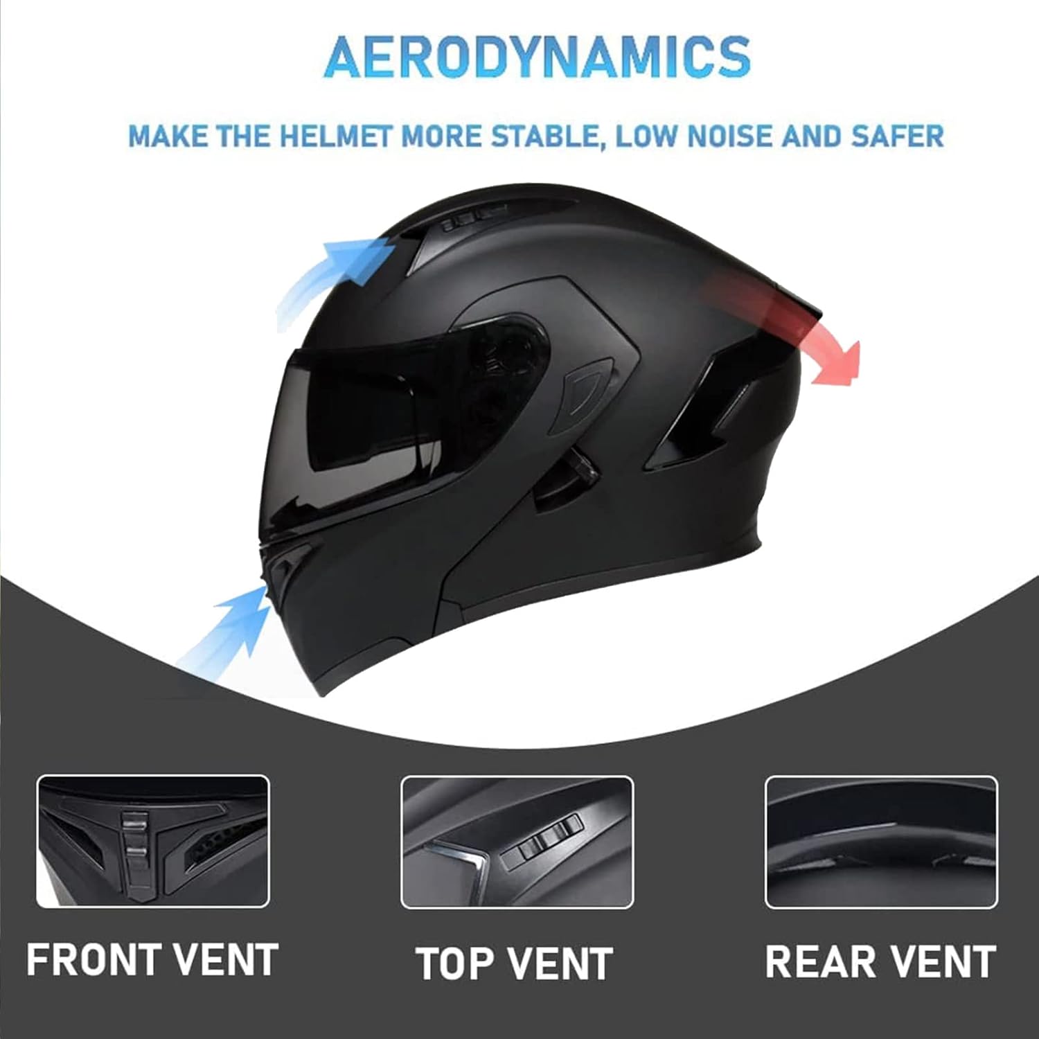 Full Face Flip Up Modular Dual Visor Motorcycle Helmet A303