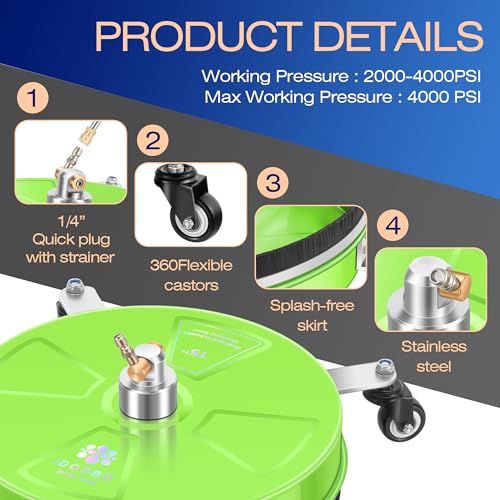 15" Stainless Steel Surface Cleaner with 4 Wheels A3845