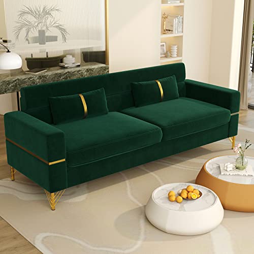 86" Velvet 3 Seater Oversized Sofa with 2 Pillows X936
