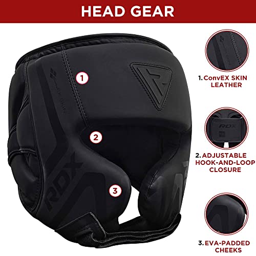 Black Maya Hide Leather Boxing Headgear Q304