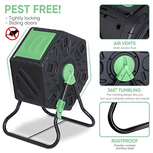 37 Gallon Black Dual Chamber Tumbling Composter I520618