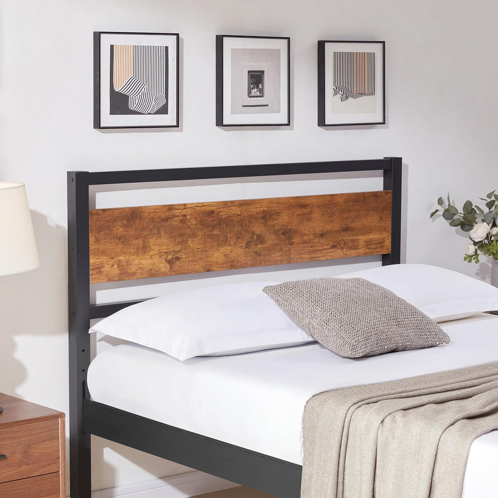 Queen Size Rustic Brown Solid Wood Headboard E641325