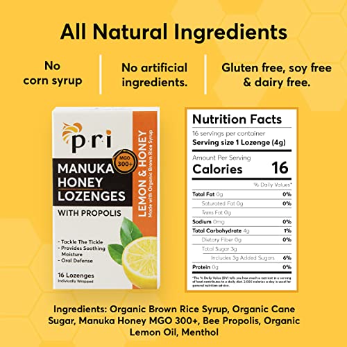 Manuka Honey Lozenges with Propolis, MGO 300+, Lemon, 16 Count/2 Pack J67439
