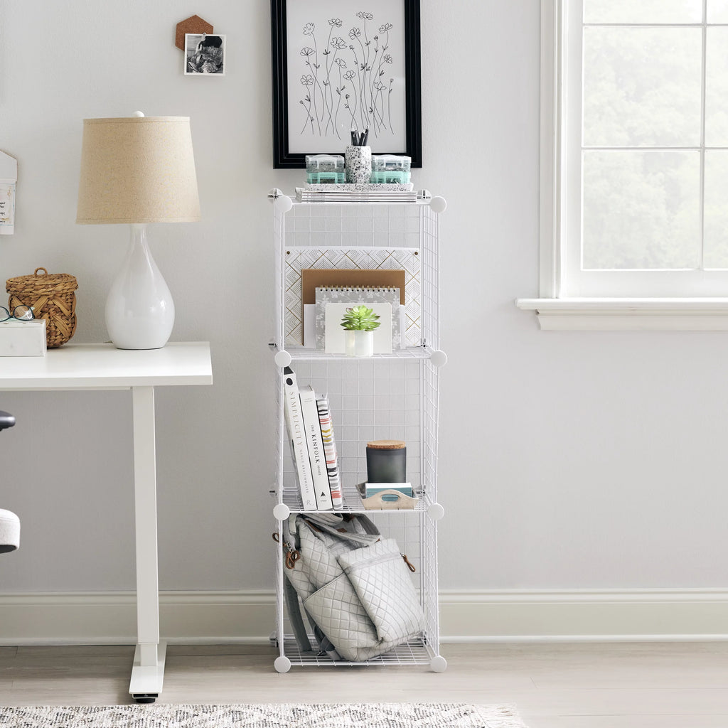 White 3-Piece Stackable Modular Storage Cube Set V922129