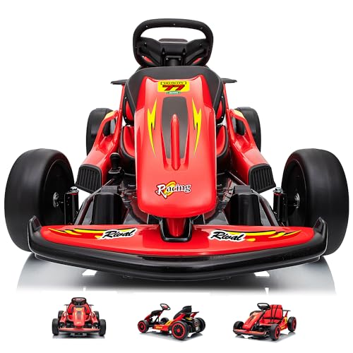 24V Electric Go Kart with 400W Motors, EVA Tires, Max Speed 8.1 MPH, Rose Red J782