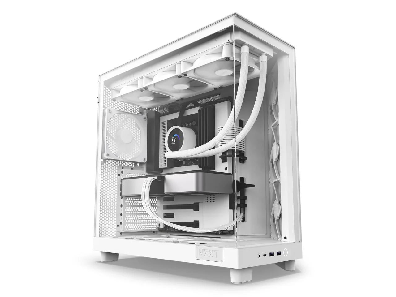 White Compact Dual-Chamber Mid-Tower Airflow Case S854776