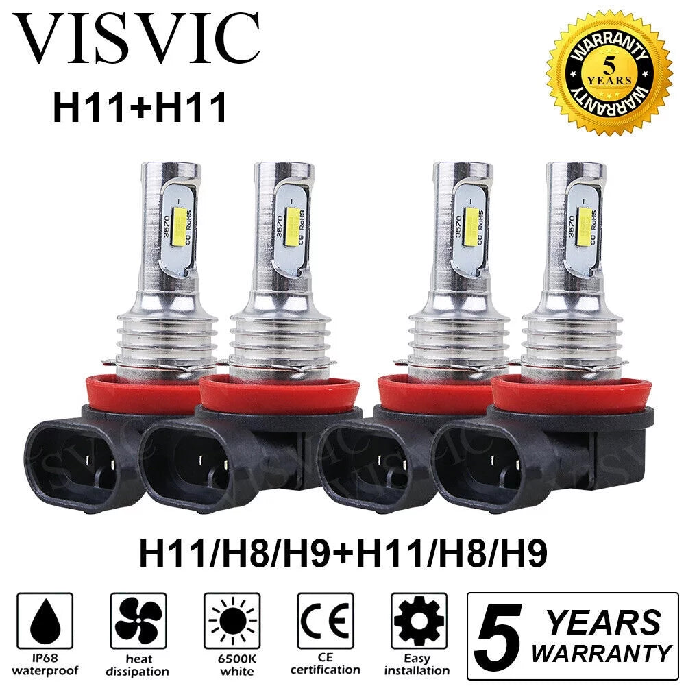 White LED Headlight Bulbs Combo H9 H11 B414