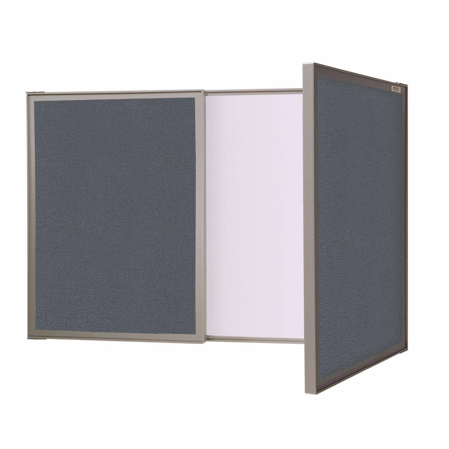 Gray Whiteboard Cabinet with Fabric Bulletin Board Doors P6883