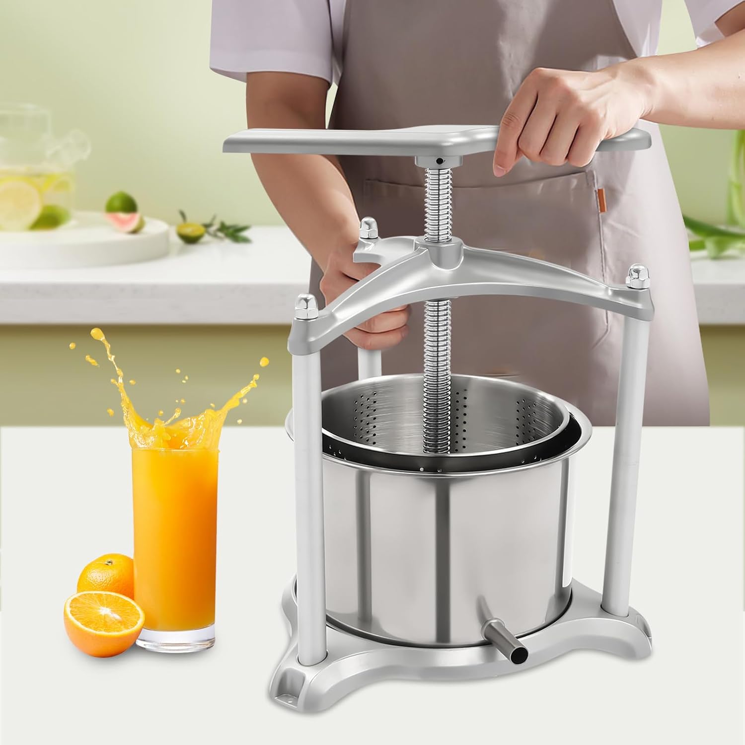 Stainless Steel Fruit Press with Dual Barrels and Filter Bag Z199