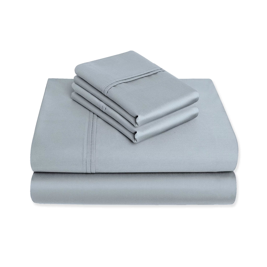 400 Thread Count 100% Cotton Sateen Sheet Set, Full Size, Light Blue U1425