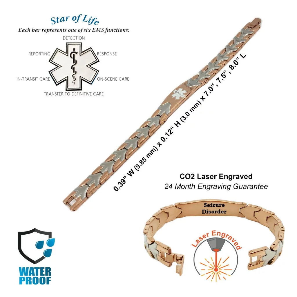 Rose Gold Chevron Arrow Design Medical Alert Bracelet U27499