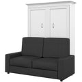 73"W White Gray Wood Full Murphy Bed with Sofa U62784
