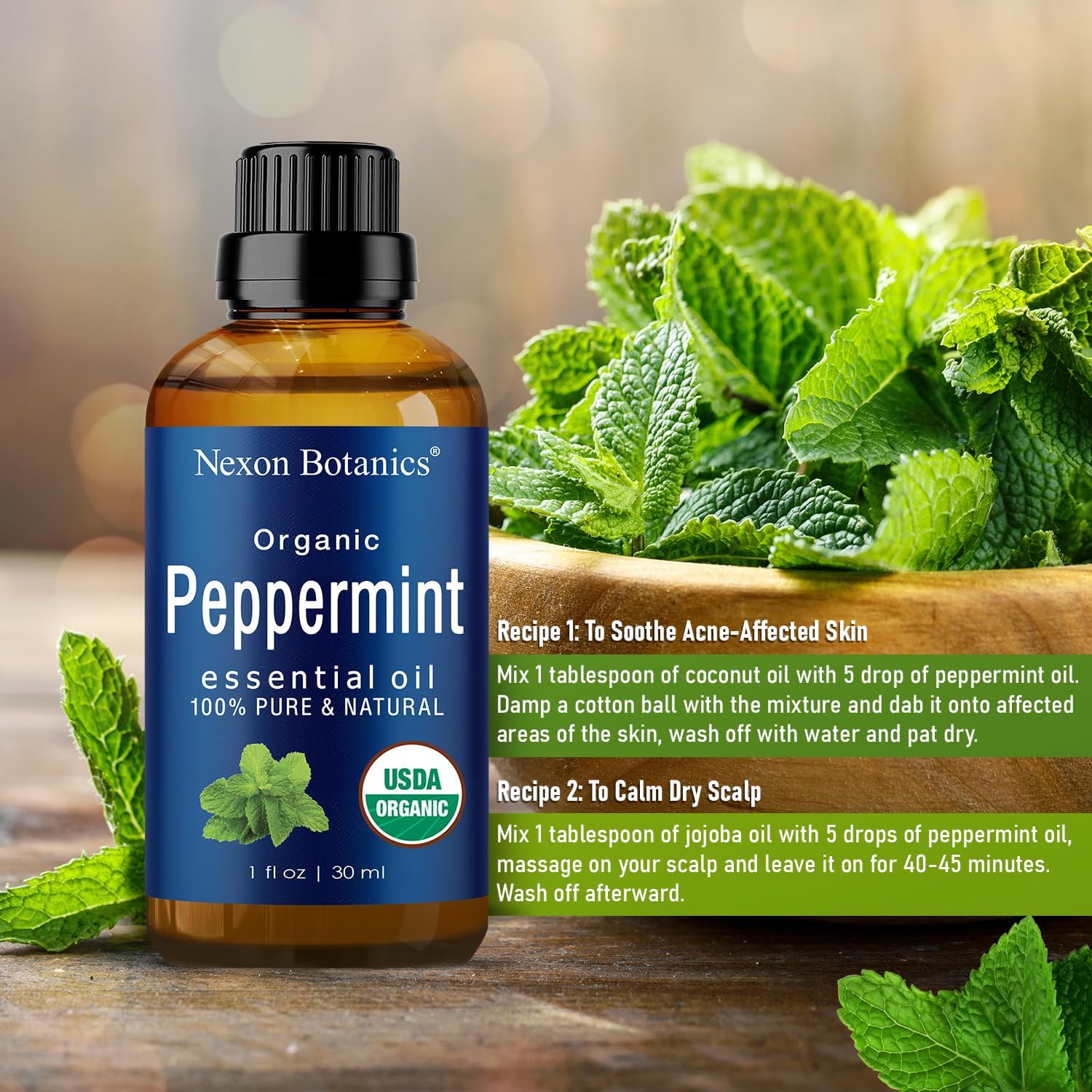 Organic Peppermint Essential Oil 30 ml X215