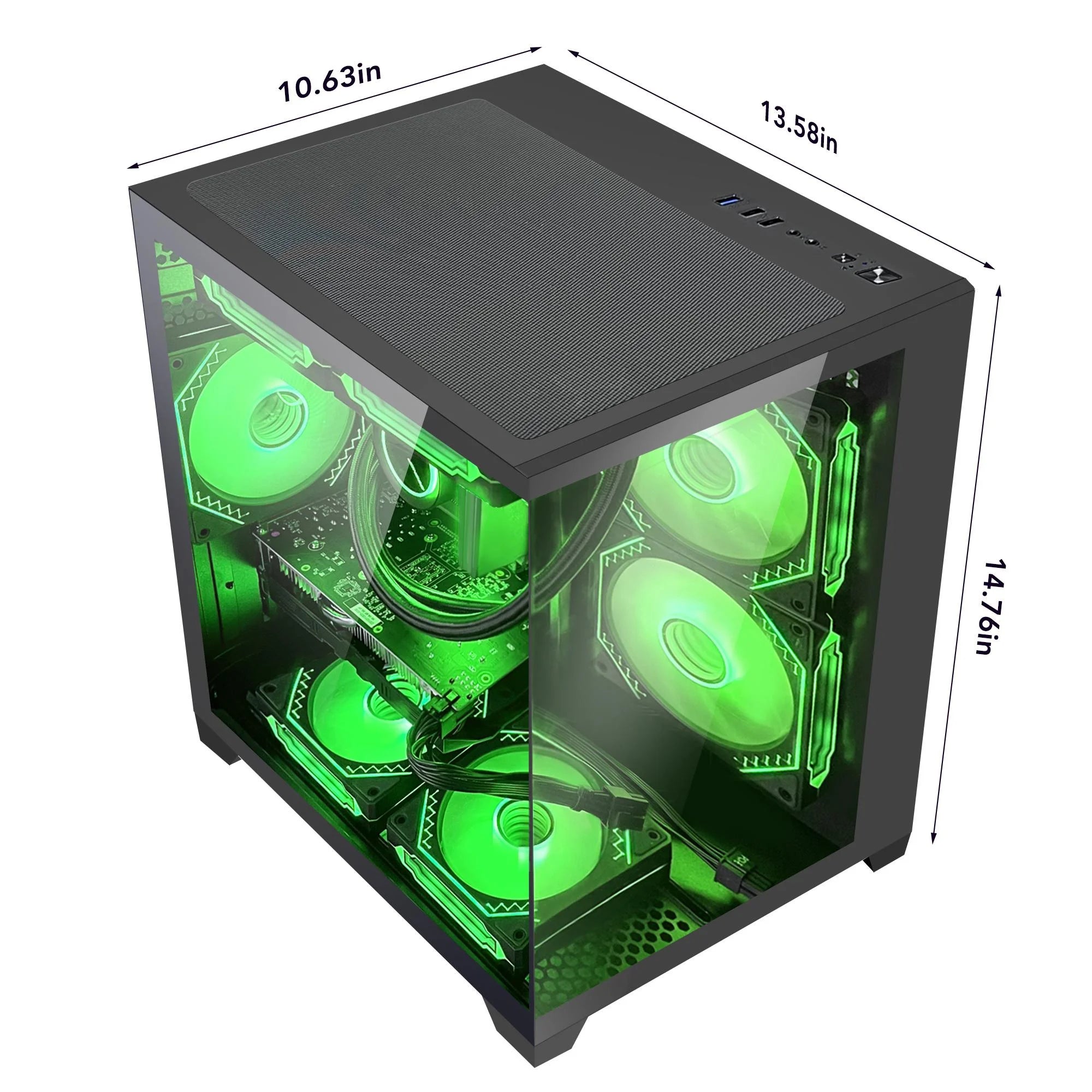 Black Gaming PC with AMD Ryzen 5 5600X RTX 4060TI 16GB 32GB DDR4 RAM 1TB M.2 1TB SATA SSD 240 Liquid Cooler Windows 11 Pro I20277