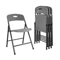 Gray 4-Pack Solid Resin Plastic Folding Chair Y2398