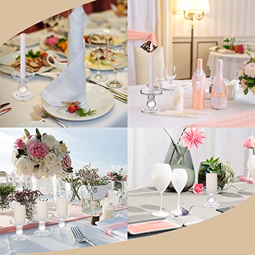 6 Pcs Clear Glass Candle Holders O584991
