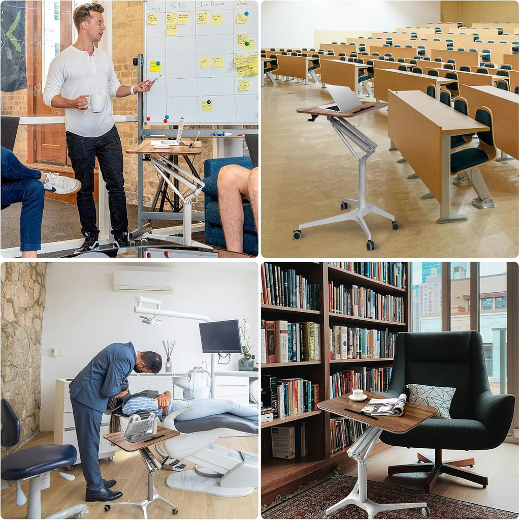 Adjustable Height Rolling Laptop Stand Desk with Wheels A54630