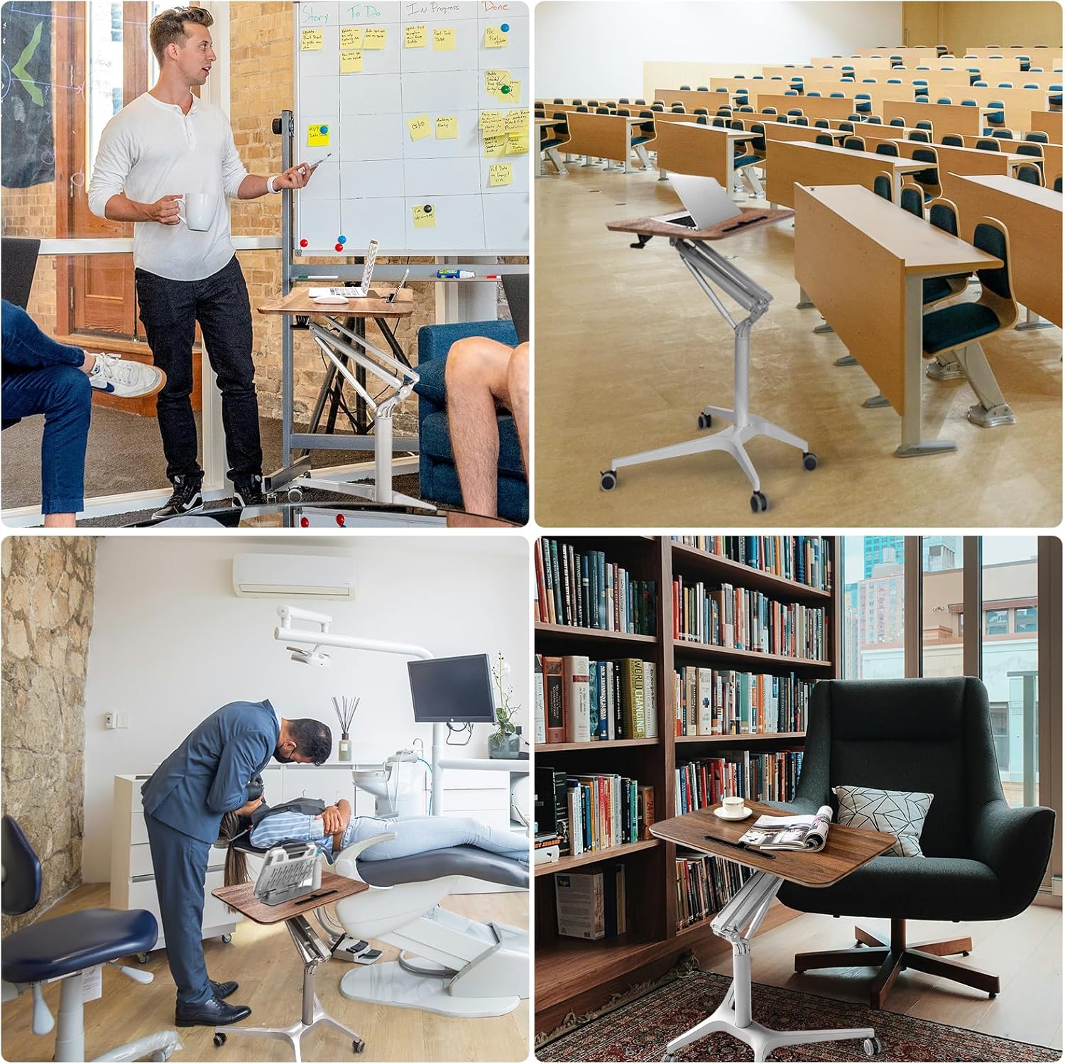Adjustable Height Rolling Laptop Stand Desk with Wheels A54630