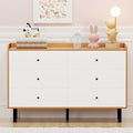 White 6 Drawer Wood Dresser with Black Knobs S632334