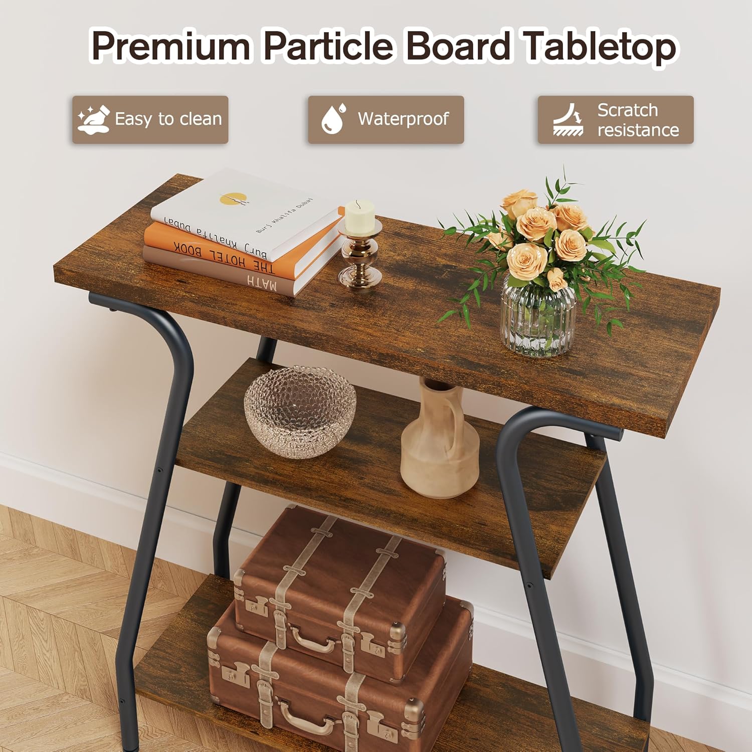 Narrow Console Table with Storage Shelves U71399