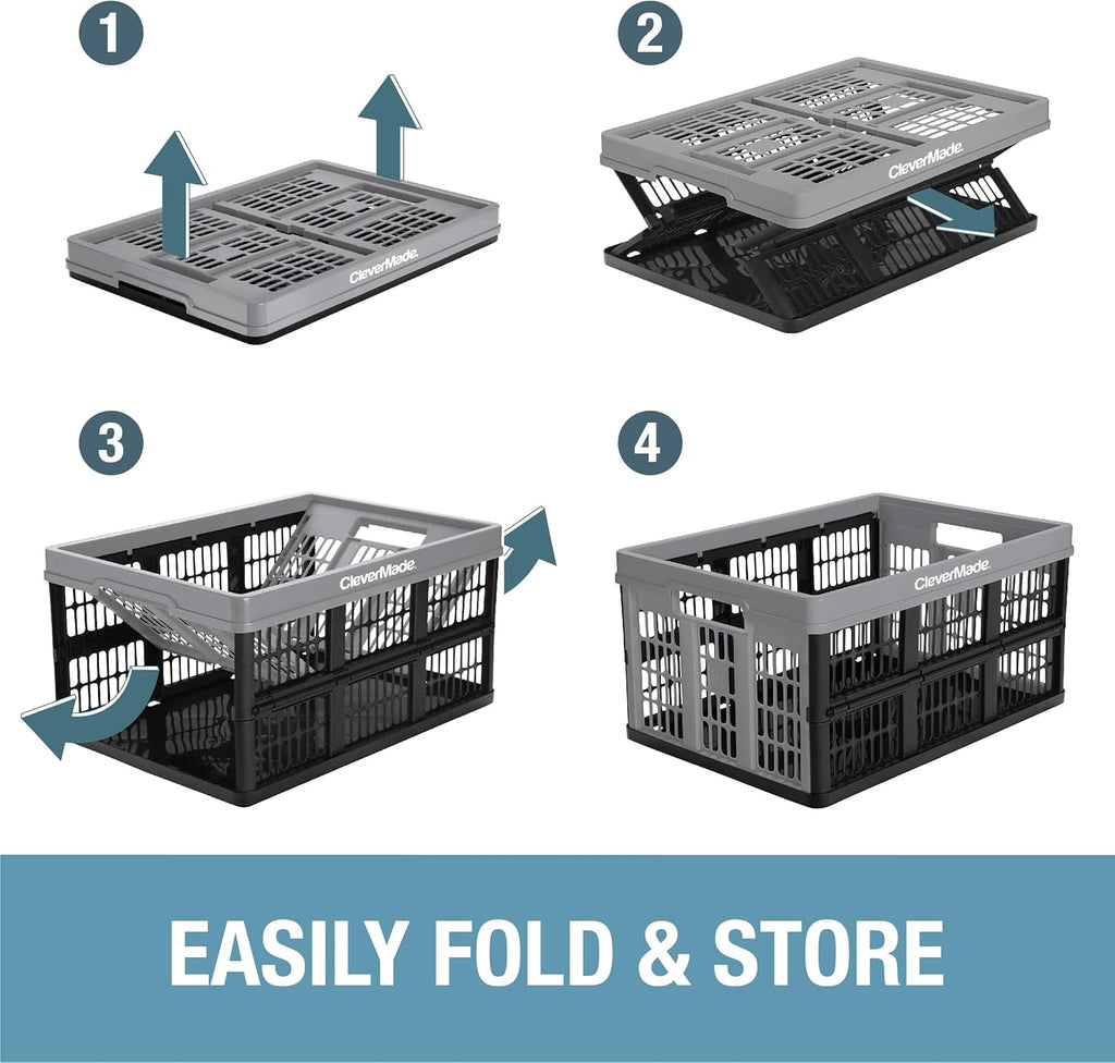 3PK 45L Collapsible Plastic Storage Bins T290544