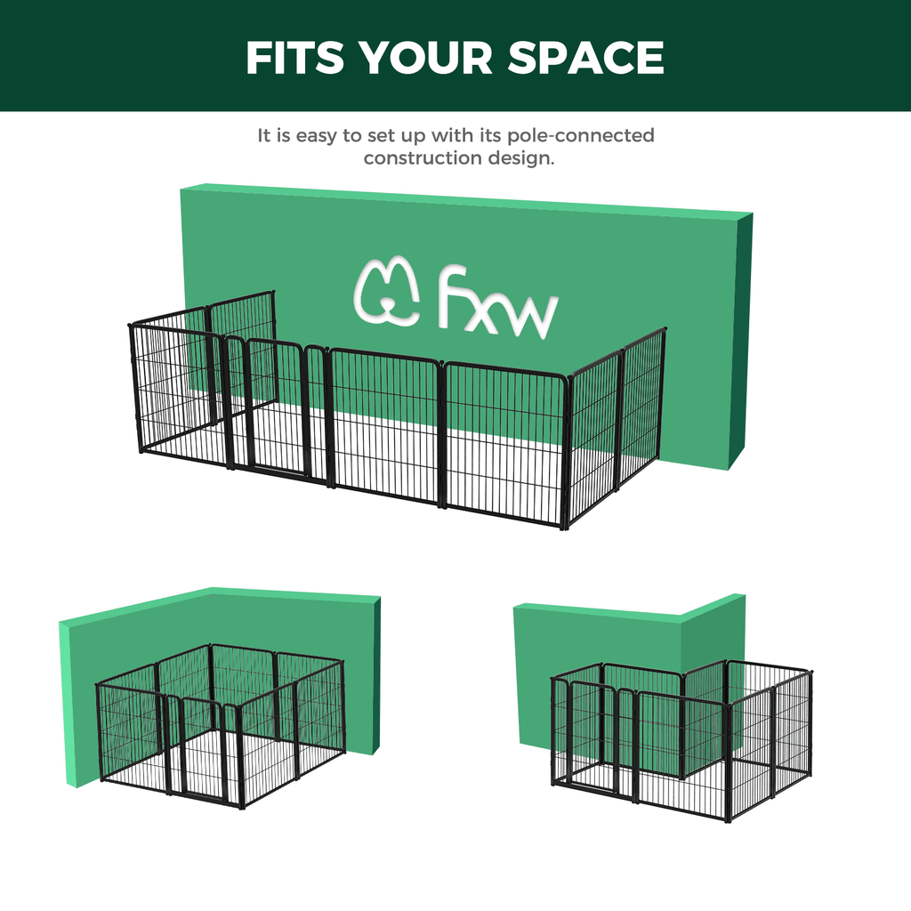 8 Panel 32" Height Dog Playpen with Silicone Foot Pads and Muffler Tubes Q874