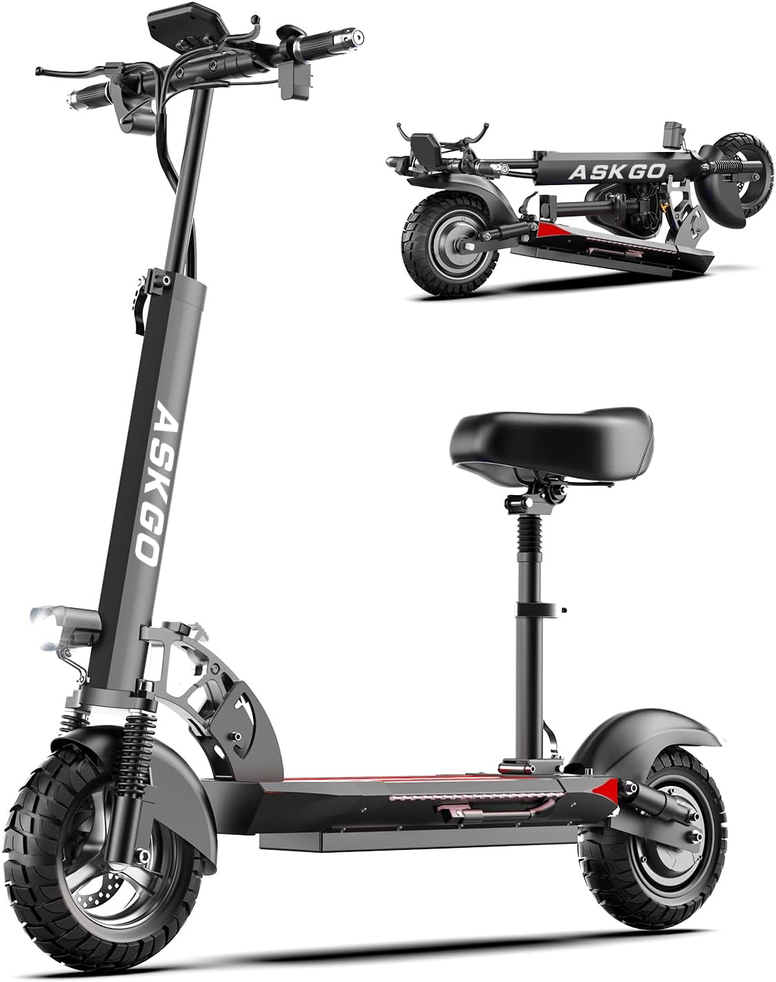 800W Motor 27MPH 35 Miles Range 48V 13AH Li-on Foldable Electric Scooter with Seat V24986