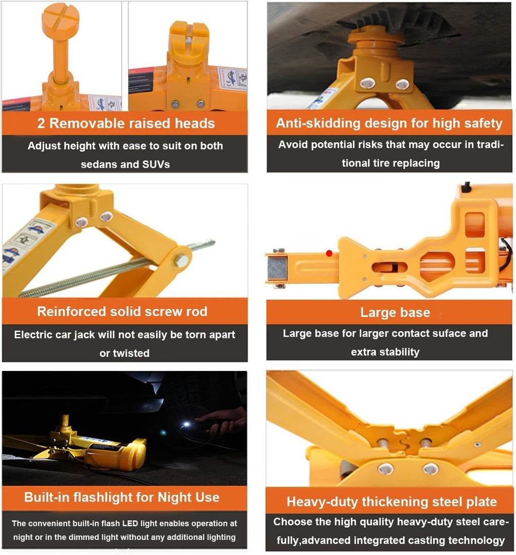 3 Ton 12V Electric Scissor Lift Jack Set with Double Saddles K703