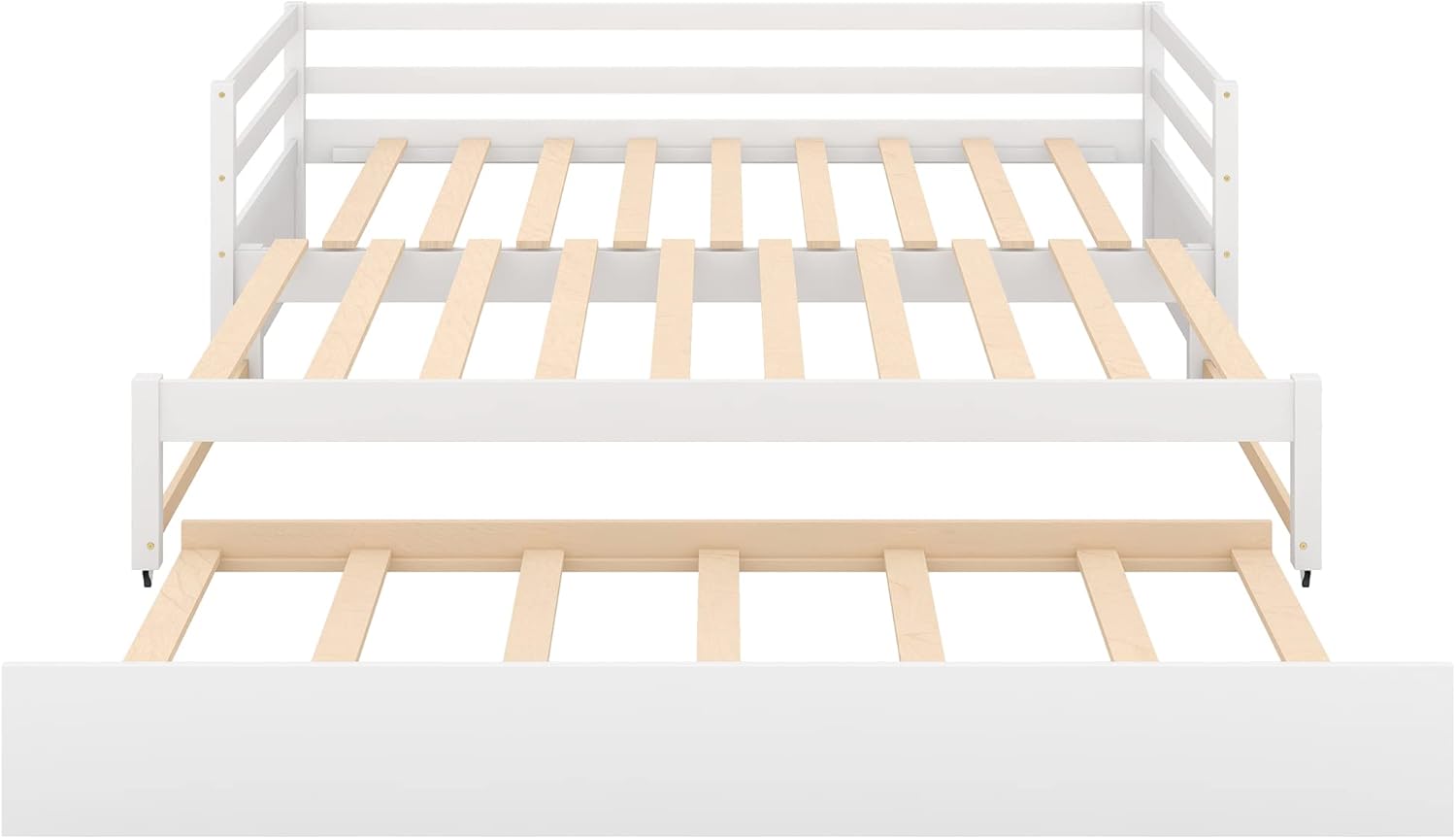 White Wood Twin to Double Extendable Daybed with Pull Out Trundle U47107