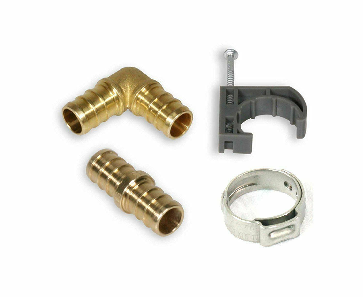 PEX Plumbing Kit with Crimper Tool, Cutter Tool, Carrying Case, Lead Free Brass Barbed 1/2 inch B7232