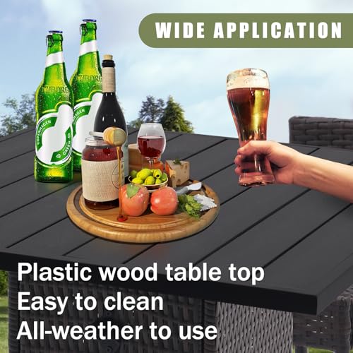 5-Piece Outdoor Wicker Bar Set with 4 Stools (Grey) Y697