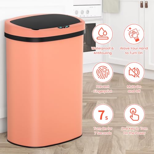 13-Gallon Stainless Steel Automatic Motion Sensor Trash Can J496
