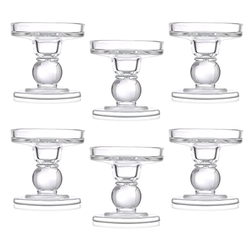 6 Pcs Clear Glass Candle Holders O584991