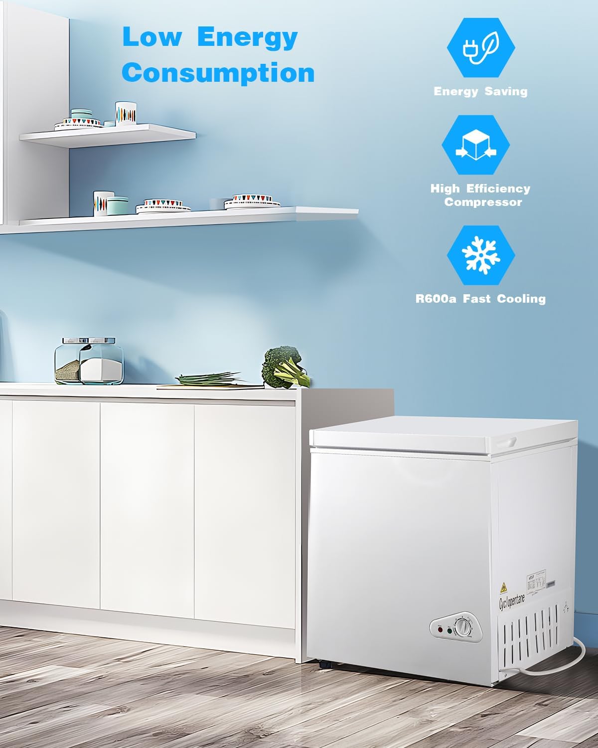 White 3.5 Cu.Ft Compact Chest Freezer with Removable Basket P182778