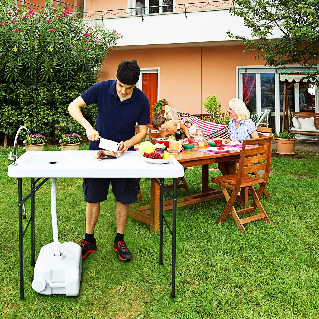 Folding Fish Cleaning Table with Sink and Faucet S63870
