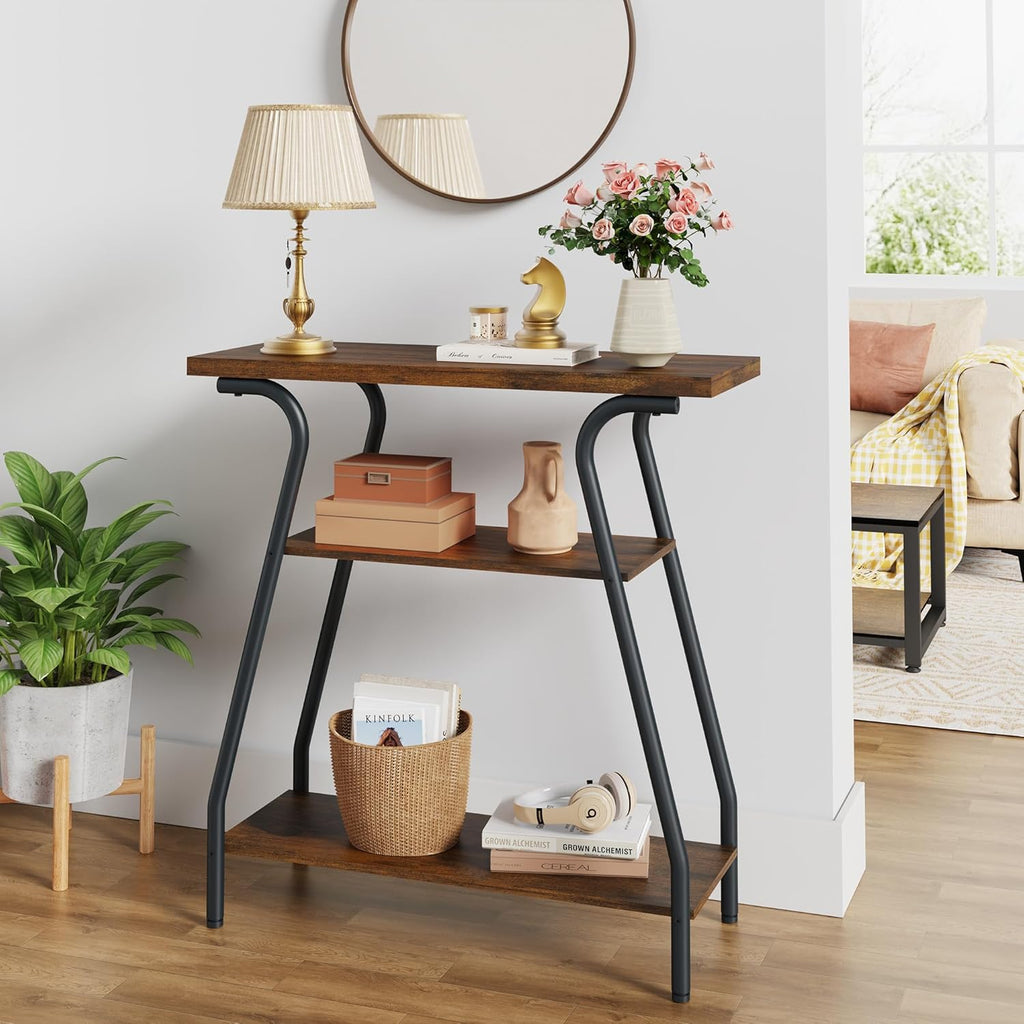Narrow Console Table with Storage Shelves U71399