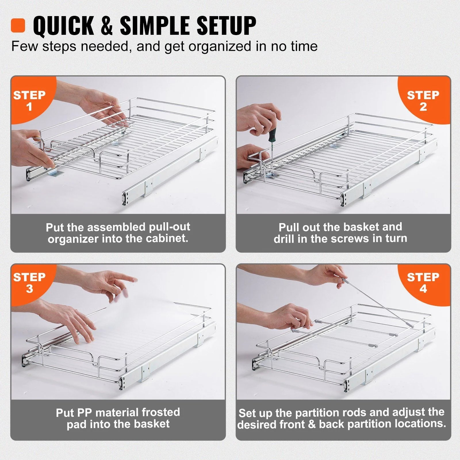Steel Pull Out Cabinet Organizer 14x21 A233182