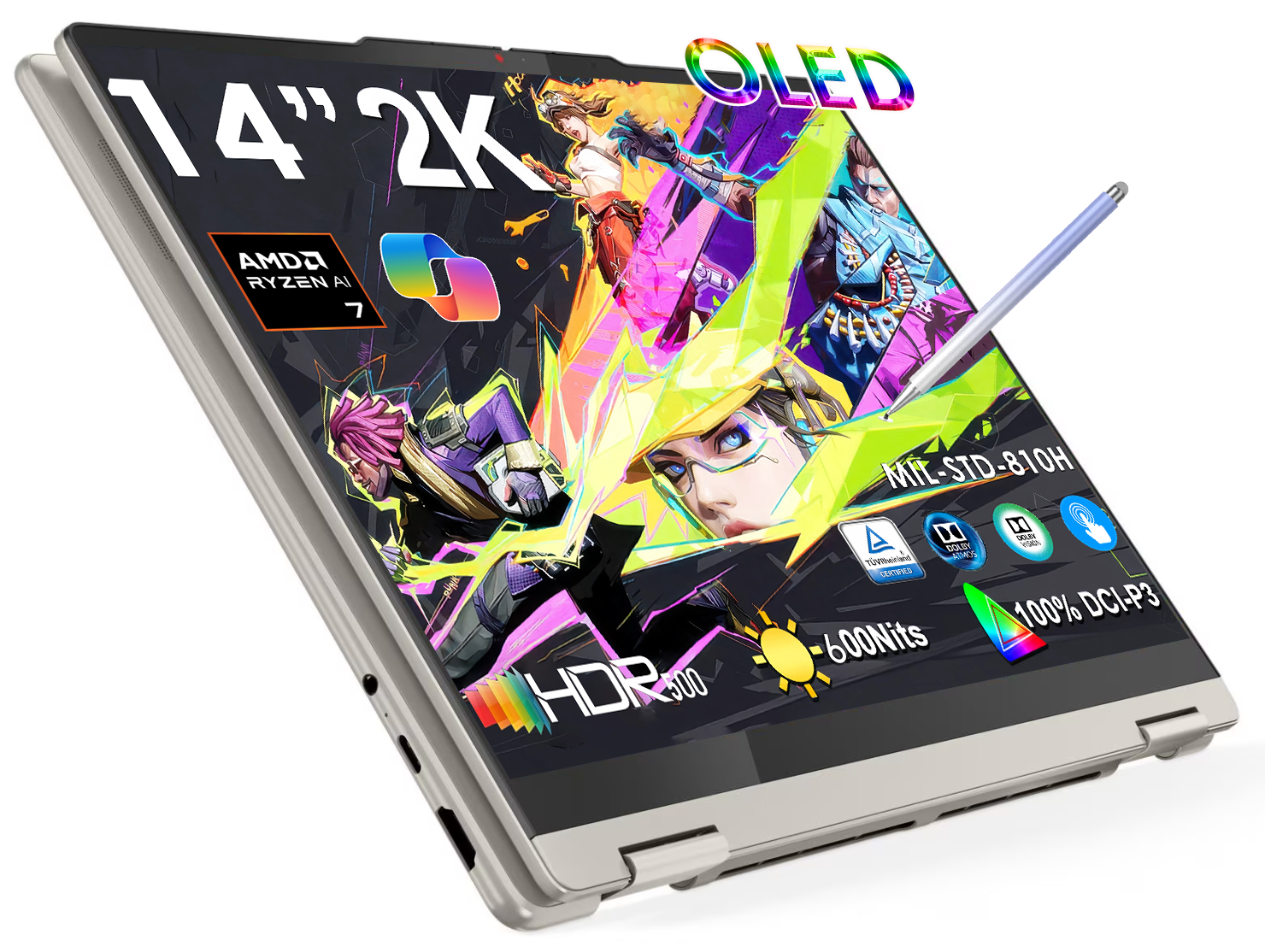 14" OLED Touch 2-in-1 Laptop, AMD Ryzen AI 7, 16GB RAM, 1TB SSD, Win 11 A8111