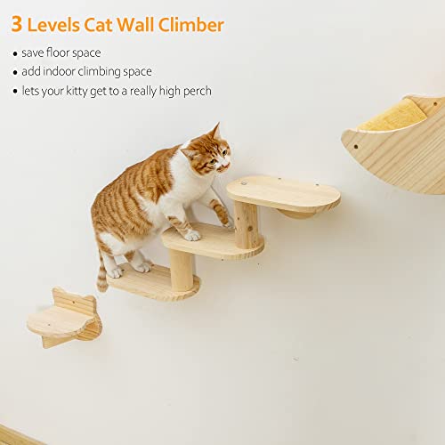 Solid Wood Cat Wall Shelves 3pcs/Set Q188
