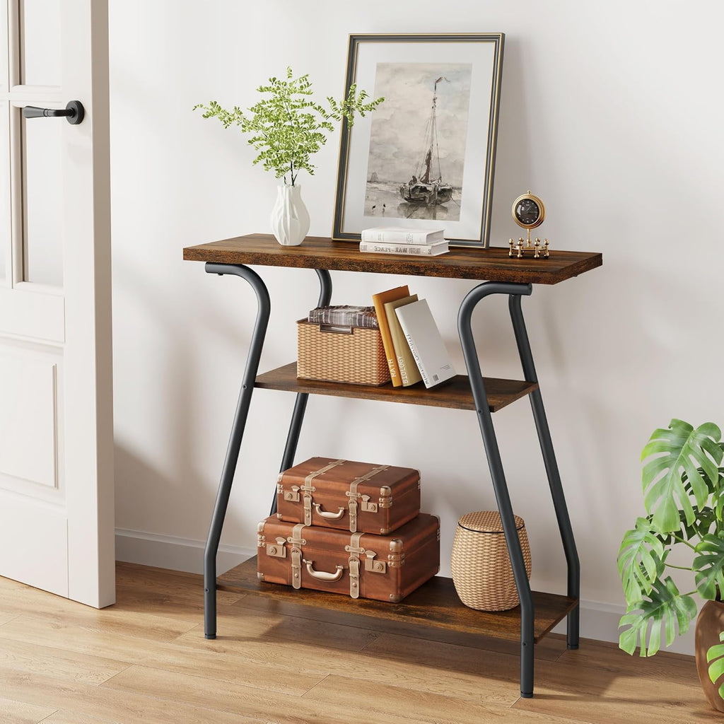 Narrow Console Table with Storage Shelves U71399