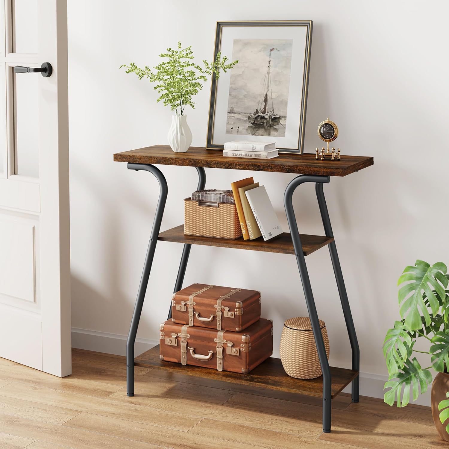 Narrow Console Table with Storage Shelves U71399