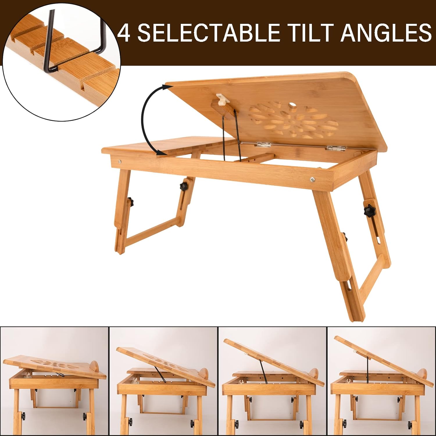 Adjustable Bamboo Laptop Desk Tray Z904532