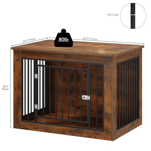 38"L Rustic Brown Dog Crate Furniture N6348