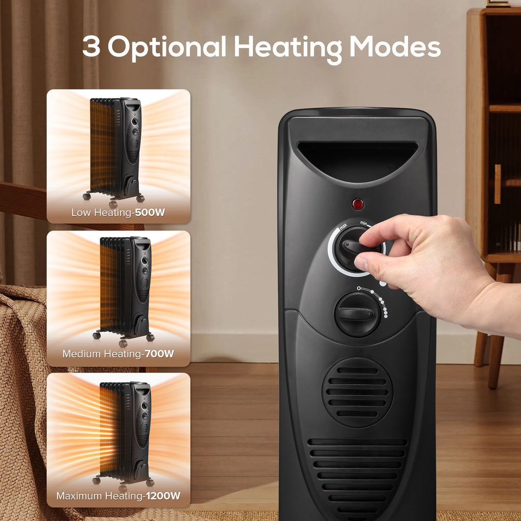Black Electric Oil Filled Radiator Space Heater Q733