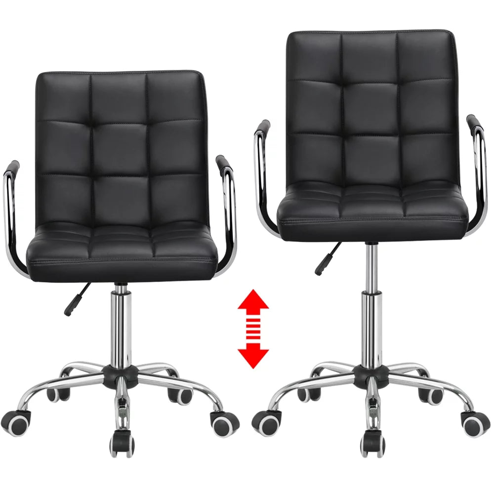 Black Faux Leather Swivel Office Chair with Wheels P2907