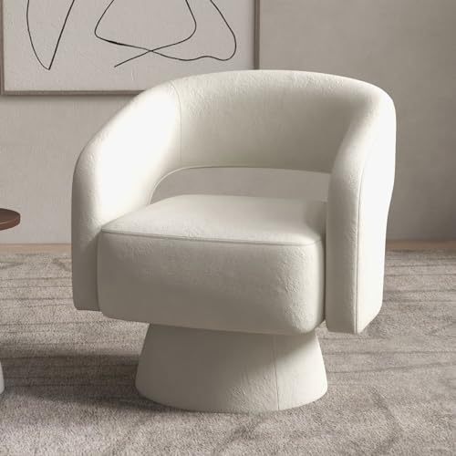 Beige Velvet Swivel Barrel Chair Set of 2 Y393